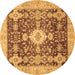 Round Machine Washable Oriental Brown Traditional Rug, wshabs3892brn