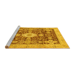 Sideview of Machine Washable Oriental Yellow Traditional Rug, wshabs3892yw