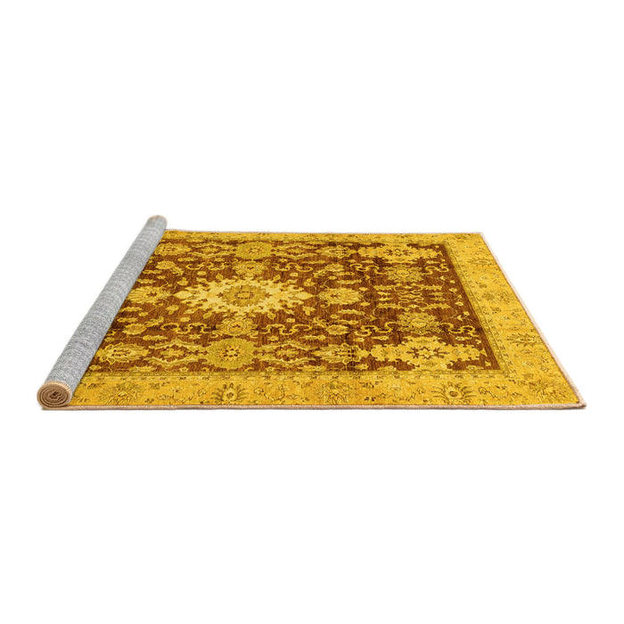Sideview of Machine Washable Oriental Yellow Traditional Rug, wshabs3892yw