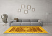 Machine Washable Oriental Yellow Traditional Rug in a Living Room, wshabs3892yw