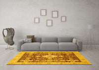 Machine Washable Oriental Yellow Traditional Rug, wshabs3892yw