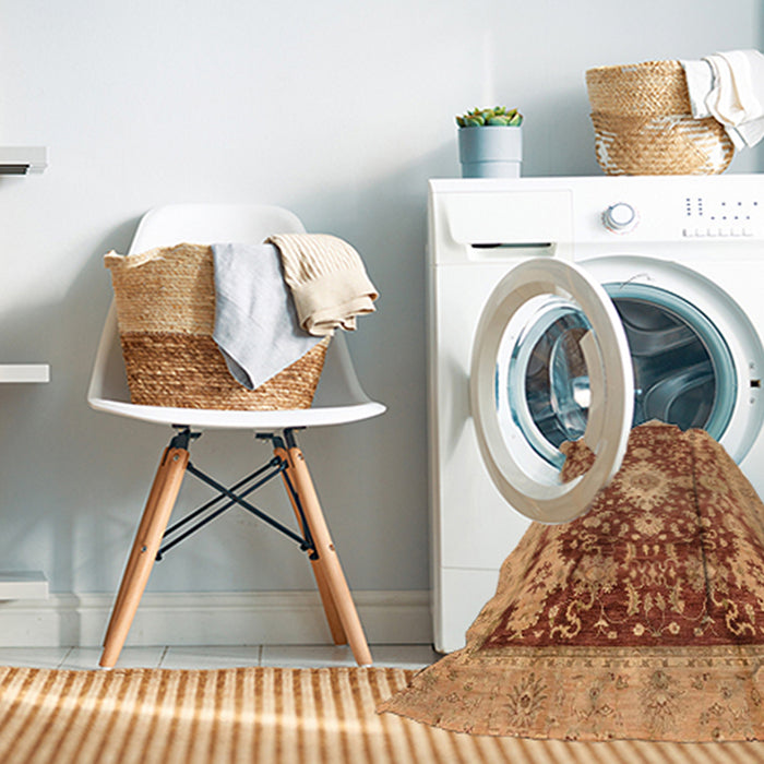 Machine Washable Abstract Orange Rug in a Washing Machine, wshabs3892