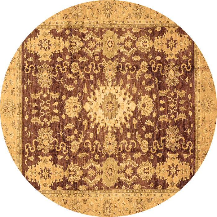 Round Oriental Brown Traditional Rug, abs3892brn