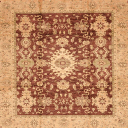 Square Abstract Orange Oriental Rug, abs3892
