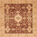 Square Abstract Orange Oriental Rug, abs3892