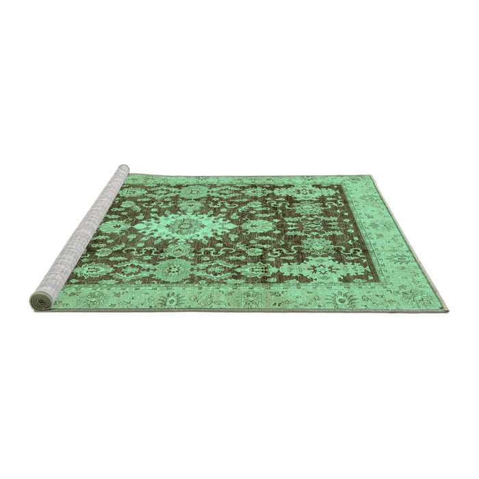 Sideview of Machine Washable Oriental Turquoise Traditional Area Rugs, wshabs3892turq