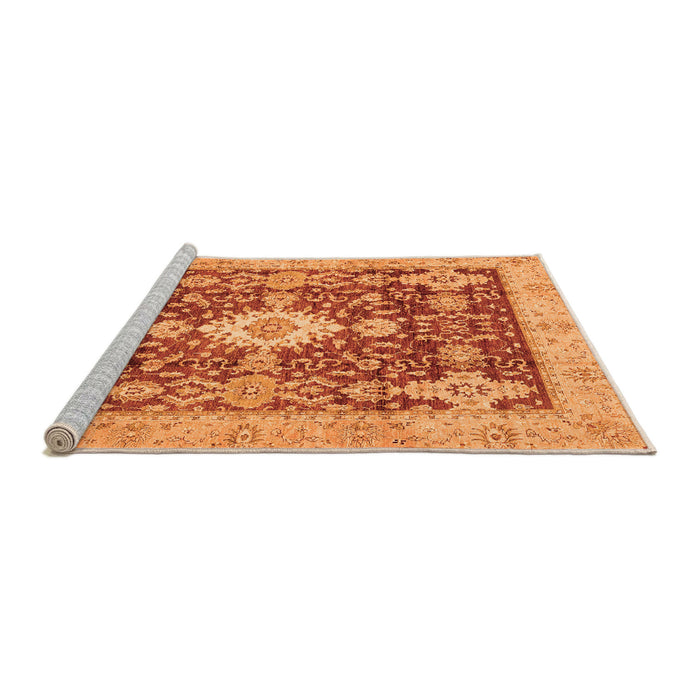 Sideview of Machine Washable Oriental Orange Traditional Area Rugs, wshabs3892org
