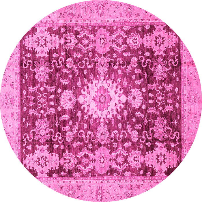 Round Oriental Pink Traditional Rug, abs3892pnk