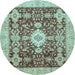 Round Oriental Light Blue Traditional Rug, abs3892lblu