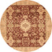 Round Abstract Orange Oriental Rug, abs3892