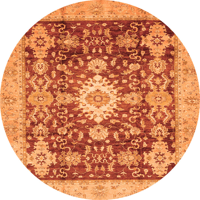 Round Oriental Orange Traditional Rug, abs3892org