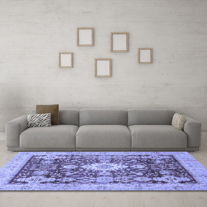 Machine Washable Oriental Blue Traditional Rug in a Living Room, wshabs3892blu