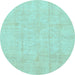 Round Oriental Light Blue Traditional Rug, abs3893lblu