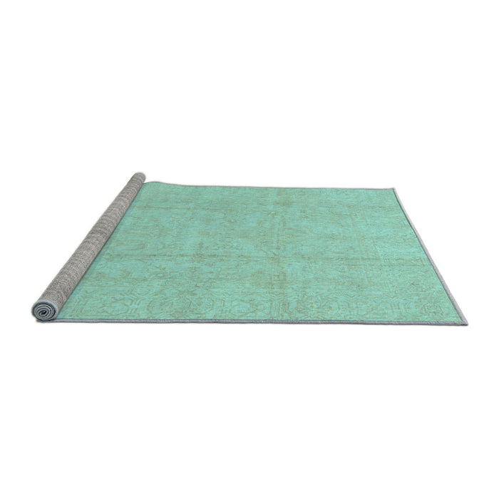 Sideview of Machine Washable Oriental Light Blue Traditional Rug, wshabs3893lblu