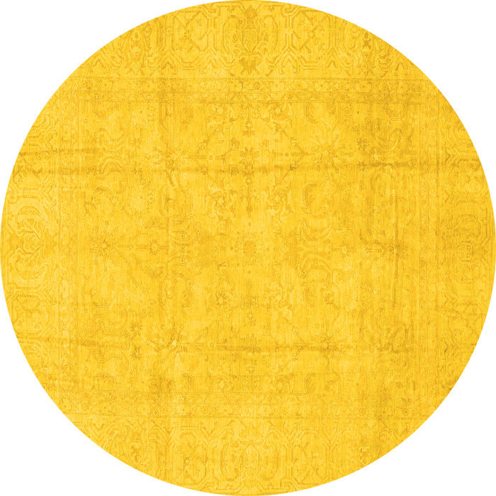 Round Oriental Yellow Traditional Rug, abs3893yw