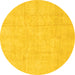 Round Oriental Yellow Traditional Rug, abs3893yw