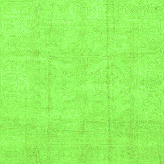 Square Machine Washable Oriental Green Traditional Area Rugs, wshabs3893grn