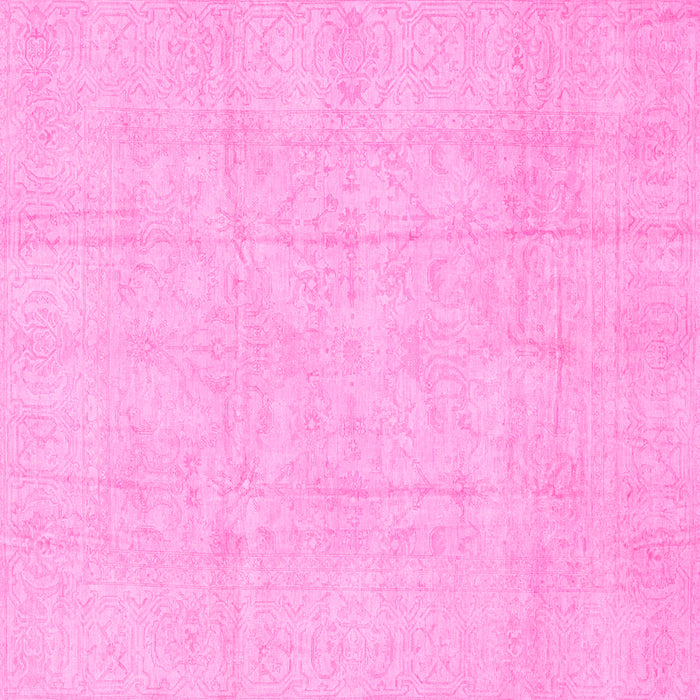 Square Machine Washable Oriental Pink Traditional Rug, wshabs3893pnk