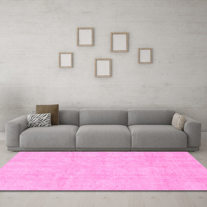 Machine Washable Oriental Pink Traditional Rug in a Living Room, wshabs3893pnk