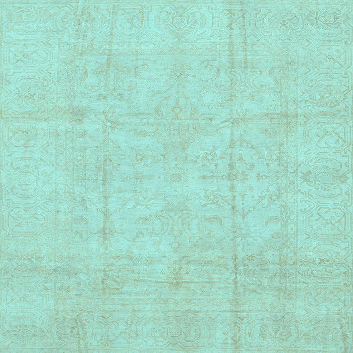 Square Machine Washable Oriental Light Blue Traditional Rug, wshabs3893lblu