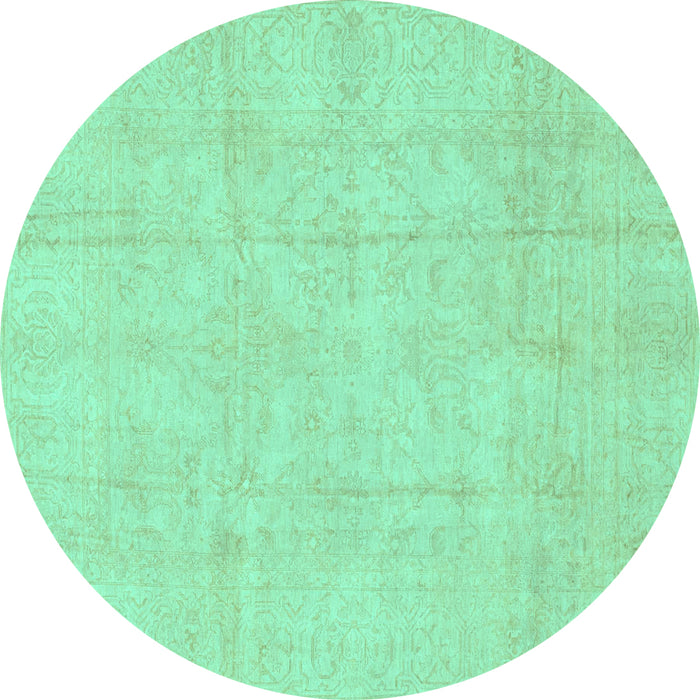 Round Oriental Turquoise Traditional Rug, abs3893turq