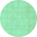 Round Oriental Turquoise Traditional Rug, abs3893turq