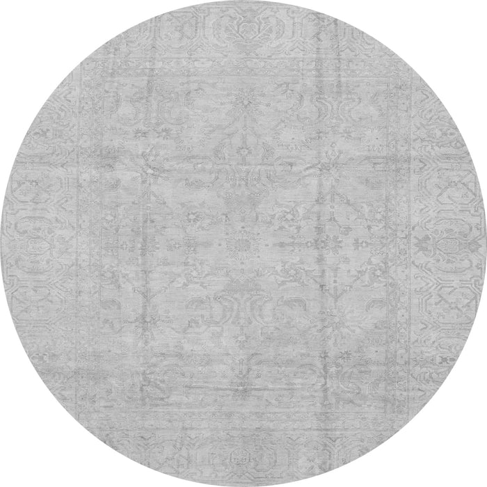 Round Machine Washable Oriental Gray Traditional Rug, wshabs3893gry