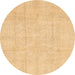 Round Abstract Orange Oriental Rug, abs3893