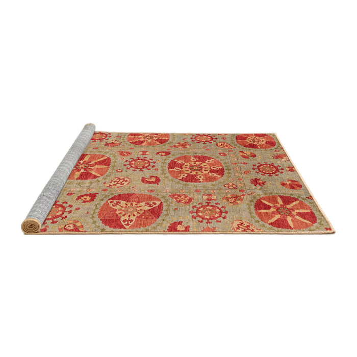 Sideview of Machine Washable Abstract Orange Red Rug, wshabs3894