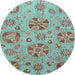 Round Machine Washable Abstract Light Blue Modern Rug, wshabs3894lblu