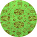 Round Abstract Green Modern Rug, abs3894grn