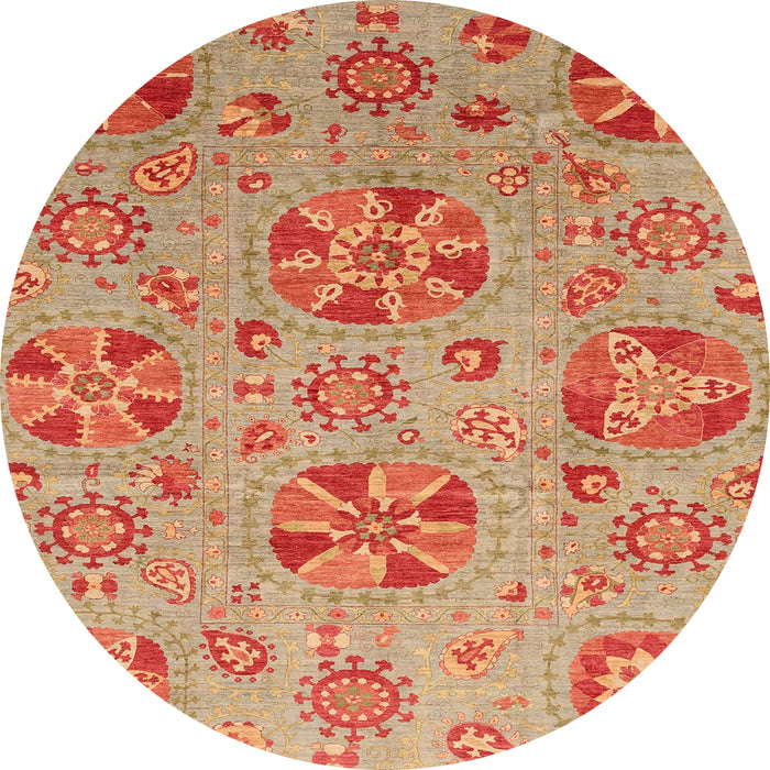 Round Machine Washable Abstract Orange Red Rug, wshabs3894