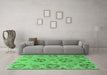 Machine Washable Abstract Emerald Green Modern Area Rugs in a Living Room,, wshabs3894emgrn