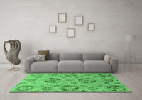 Machine Washable Abstract Emerald Green Modern Rug, wshabs3894emgrn