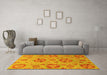 Machine Washable Abstract Yellow Modern Rug in a Living Room, wshabs3894yw