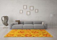 Machine Washable Abstract Yellow Modern Rug, wshabs3894yw