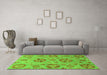 Machine Washable Abstract Green Modern Area Rugs in a Living Room,, wshabs3894grn