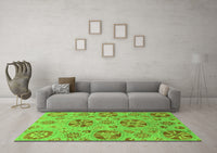 Machine Washable Abstract Green Modern Rug, wshabs3894grn