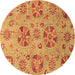 Round Machine Washable Abstract Brown Modern Rug, wshabs3894brn