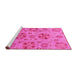 Sideview of Machine Washable Abstract Pink Modern Rug, wshabs3894pnk