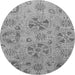 Round Machine Washable Abstract Gray Modern Rug, wshabs3894gry