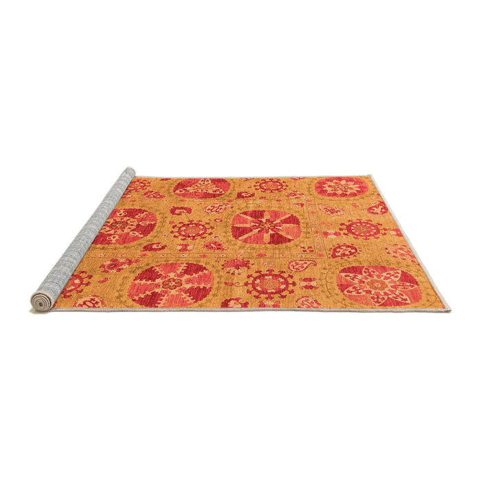 Sideview of Machine Washable Abstract Orange Modern Area Rugs, wshabs3894org