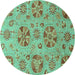 Round Abstract Turquoise Modern Rug, abs3894turq