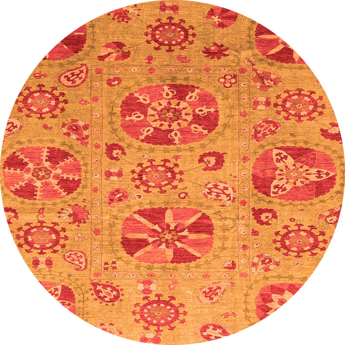Round Abstract Orange Modern Rug, abs3894org