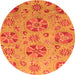 Round Abstract Orange Modern Rug, abs3894org