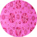 Round Abstract Pink Modern Rug, abs3894pnk