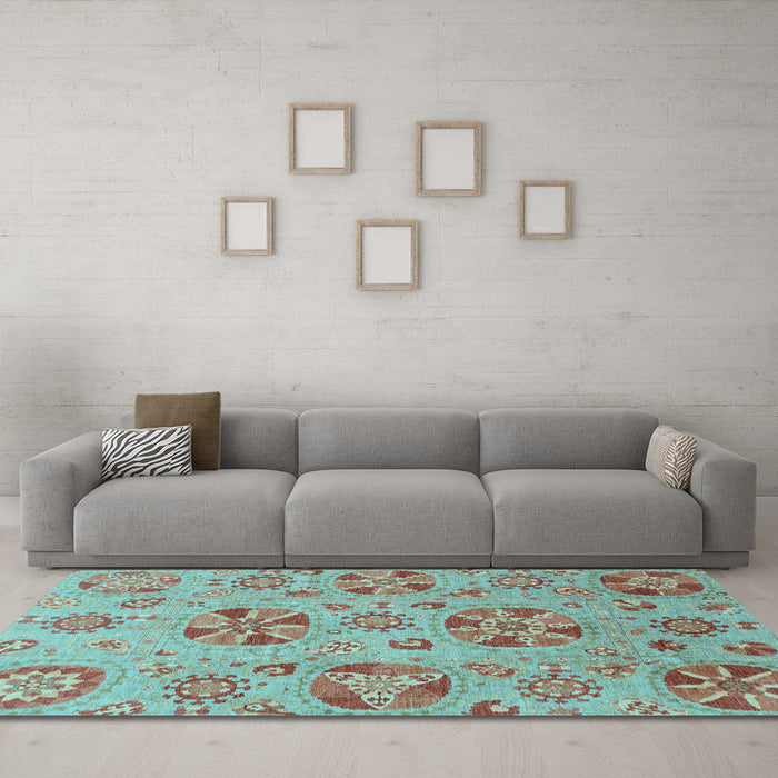 Machine Washable Abstract Light Blue Modern Rug in a Living Room, wshabs3894lblu