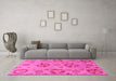 Machine Washable Abstract Pink Modern Rug in a Living Room, wshabs3894pnk