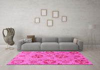 Machine Washable Abstract Pink Modern Rug, wshabs3894pnk