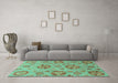 Machine Washable Abstract Turquoise Modern Area Rugs in a Living Room,, wshabs3894turq